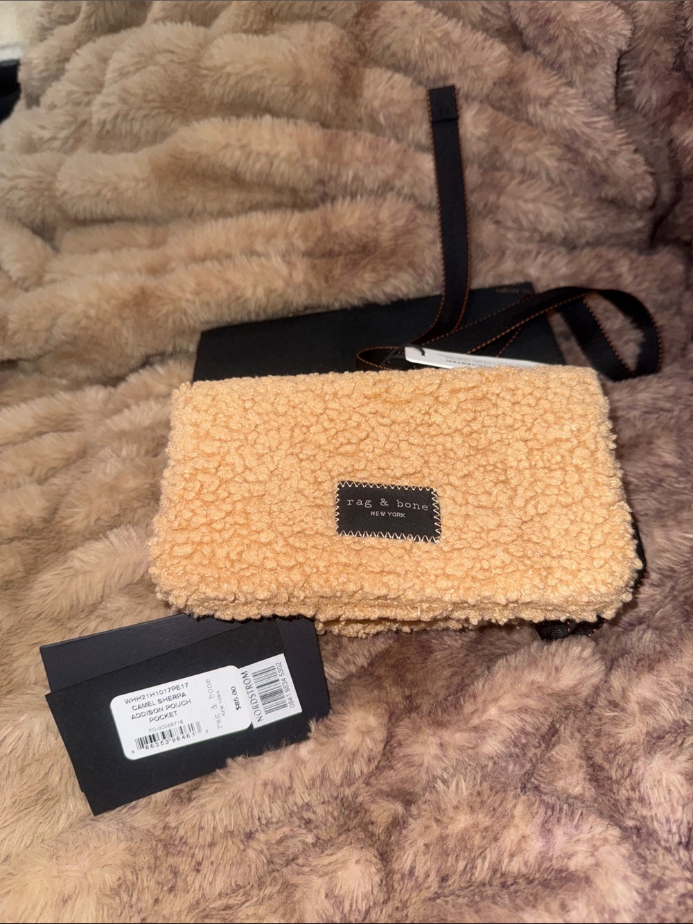 NWT Rag & Bone camel Sherpa Addison Pouch, with duster bag